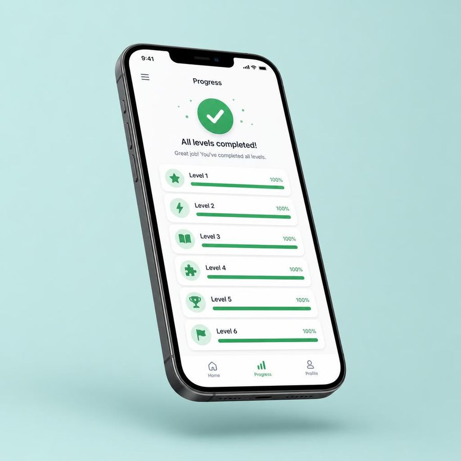 Vista de la app Pistas para Leer mostrando el progreso por niveles